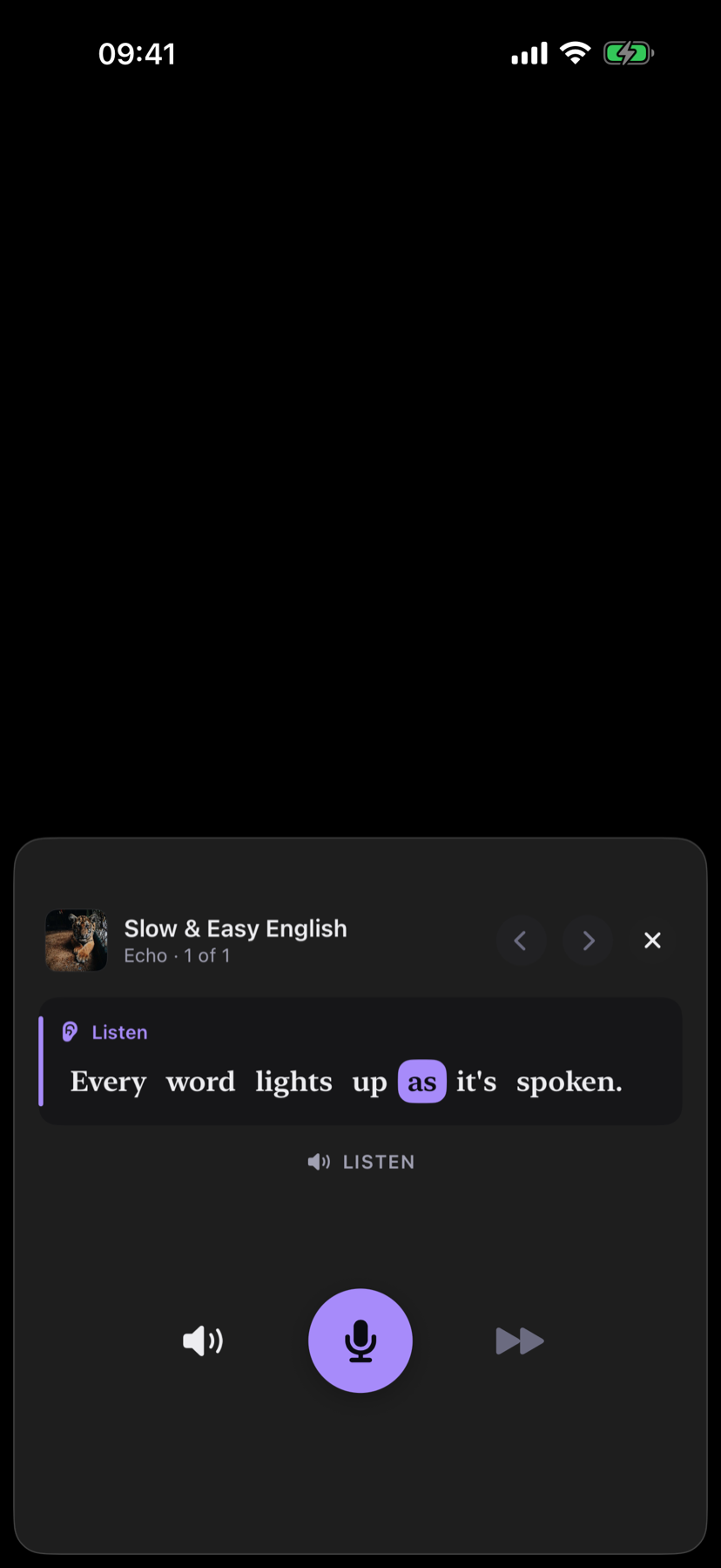 Echo — repeat each line out loud and get scored